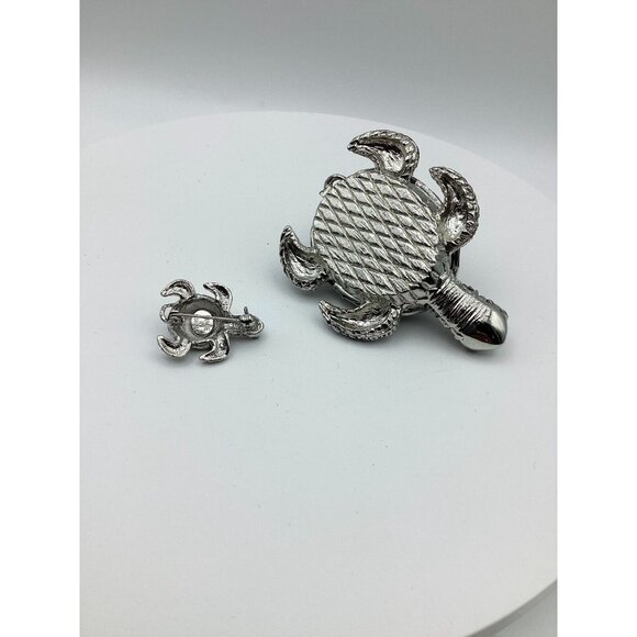 Turtle Bejeweled Pin & Hinged Trinket Box Australian Crystals-Green Eyes-NOS - Picture 6 of 7